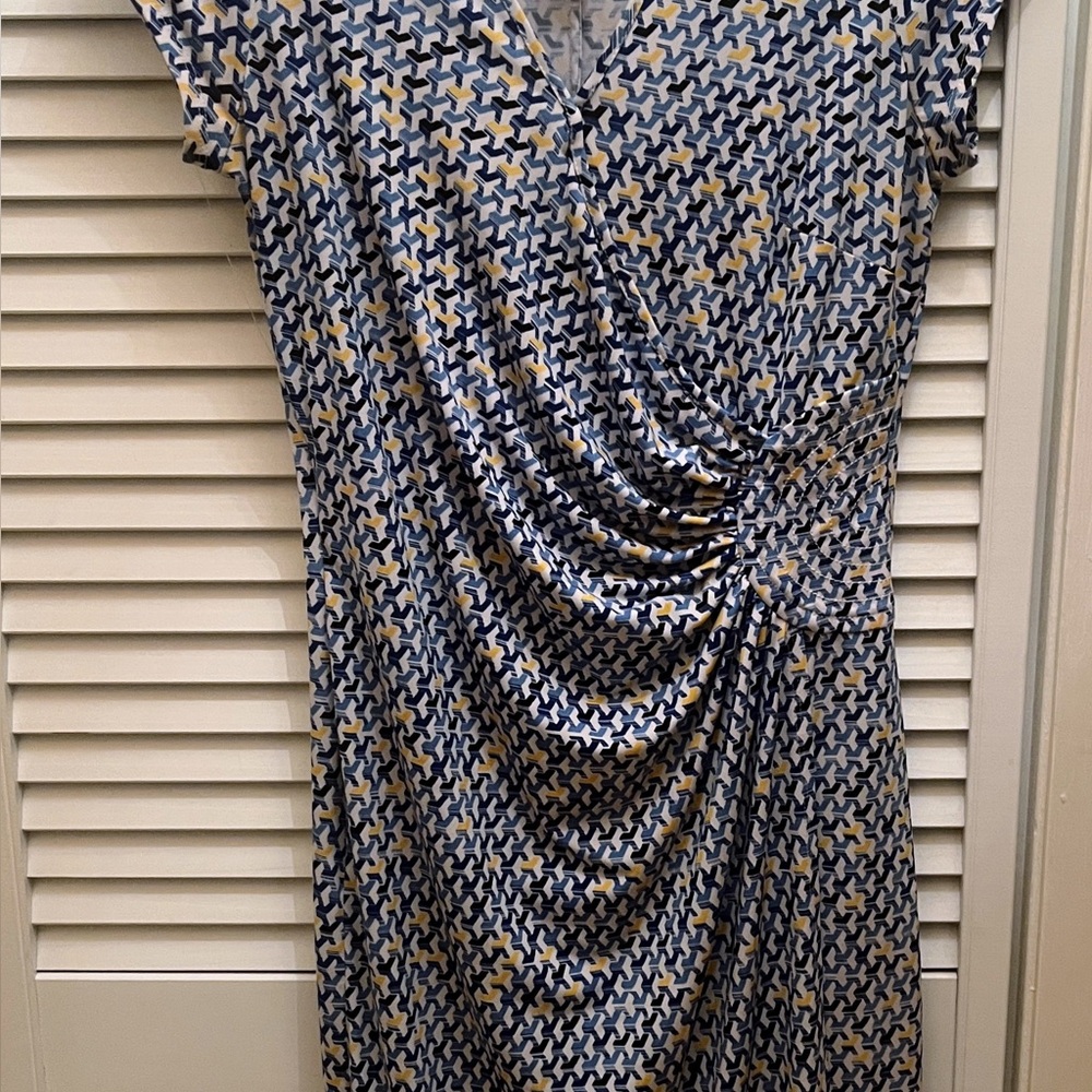 Laundry by Design Geometric Blue and Yellow Dress